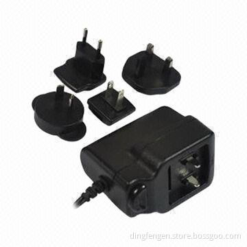 6W Interchangeable Plugs Power Supply with US, EU, UK and AU Plug, for Worldwide Markets